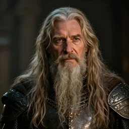 portrait of a gentle and wise knight with long hairs in alan lee and marc simonetti and emil melmoth style  , cinematic lighting