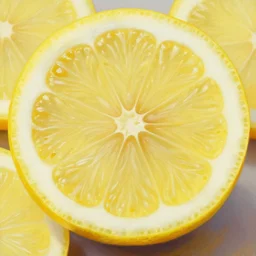an ultra - detailed hyperrealistic painting of lemon slices, trending on artstation