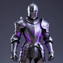 knight with glowing purple veins in armor, realistic, photo, detailed