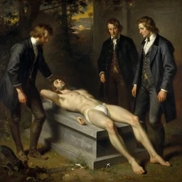 tomb, painting by gaston bussiere, craig mullins, j. c. leyendecker, tom of finland