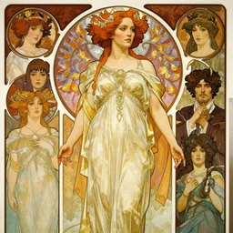 realistic detailed of Gillian Anderson as a greek goddess   by Alphonse Mucha, Ayami Kojima, Amano, Charlie Bowater, Karol Bak, Greg Hildebrandt, Jean Delville, and Donato Giancola, Art Nouveau, Neo-Gothic, gothic, rich deep colors