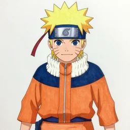 naruto drawn in the style of avatar the last airbender, cartoon drawing