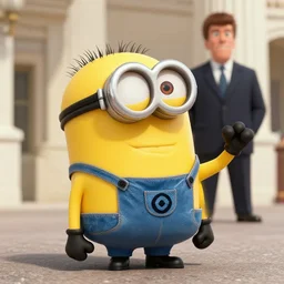 A minion from Despicable Me assassinating JFK, cinematic
