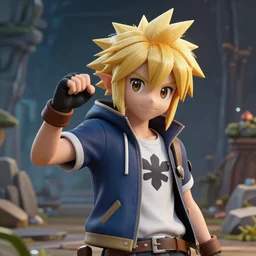 An epic fantasy pokemon anime style portrait painting of a young blonde boy thief, unreal 5, DAZ, hyperrealistic, octane render, cosplay, RPG portrait, dynamic lighting