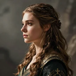 high fantasy female character profile realistic concept art by tomasz chistowski