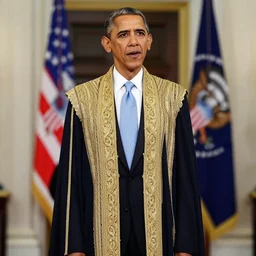 a photo of barack obama wearing a majestical dress
