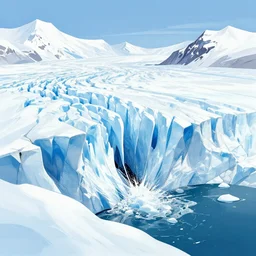 drawing of glacier calving by moebius