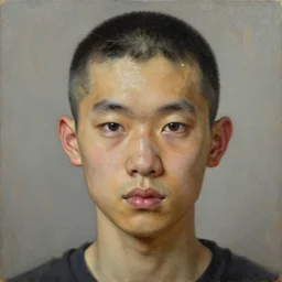 chinese boy with buzzcut, oil painting, artgerm, portrait, highly detailed, artstation