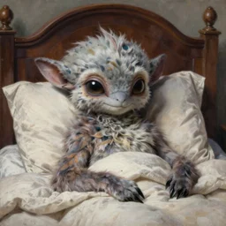 a portrait of a furry alien in bed. highly detailed painting by gaston bussiere, craig mullins, j. c. leyendecker, furry