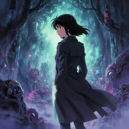 a high definition screenshot from the haunting and strange science fiction neo noir anime anime anime film ; a female detective wearing a trenchcoat investigates a strange and ethereal dreamscape, digital painting by makoto shinkai, moebius moebius, surrealism, trending on artstation