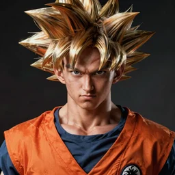 photorealistic human goku, goku as an asian man, human face, goku in real life, spiky hair, orange gi, asian human, realistic photography, human goku, photography, cinematic, photo, movie still