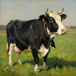painting by zorn, cow wearing clothes by royal castle