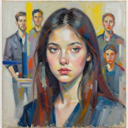 identity crisis, girl by ryan hewett, olaf hajek, alex beck, zeen chin, dan mccaw abstract, a level art, palette knife painting, hyper detailed, artstation