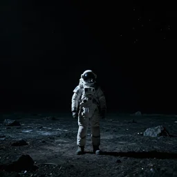 space man left alone in the dark lonely empty vacuum of space, depressing, photorealistic, realistic, dramatic, cinematic, photography