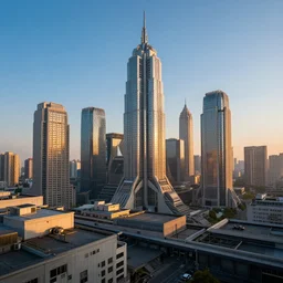 sci - fi city rooftop view, blue sky, highly detailed, beautiful light and sunset, photorealistic, octane render