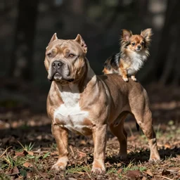 adult tan pit bull long - haired chihuahua mix