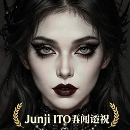 portrait of a beautiful woman, gothic, cat eyes, high detail, illustration by junji ito