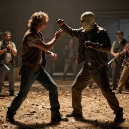 a xenonorph fighting jason vorhees, movie still