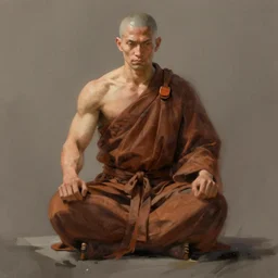 muscular monk , concept art , digital painting , 4k , HD