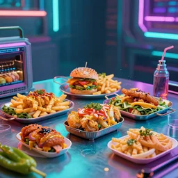 trendy diy food, cyberpunk, photography