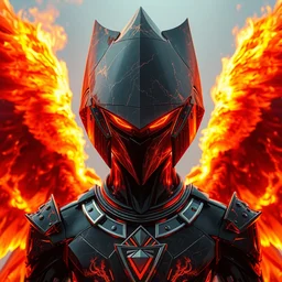 burning phoenix, render of a cosmic alchemist with a gigantic triangle shaped helmet made of shiny black marble, glitch, upper body, holographic, futuristic, presented nicely, rendered in octane, realistic, 3 5 mm, 1 6 0 0 iso, sony a 7 riv, 8 k, unreal engine, dark arts, mythical, surreal. cinematic by tsutomu nihei by emil melmoth