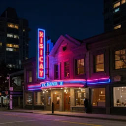vancouver bc canada at night, neon 8 k photo realistic
