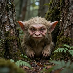 realistic goblin hiding in the woods