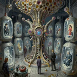 ultra realist intricate detailed painting of a hive mind upclose in a room full of cryo pods, art style zdzislaw beksinski, craig mullins, mohrbacher, zaha hadid, hiraku tanaka, exuberant, elite, elegant, extravagant, cgsociety, ambient key art, octane rendering, unreal engine, weta digital, micro detail, structures ray tracing