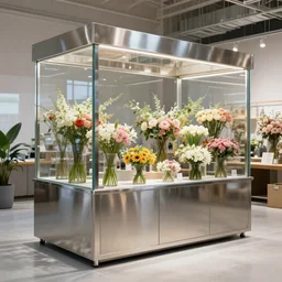 flower shop by labotory concept made of stainless steel glass material modern style