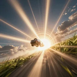 highspeed hyper jump in space accelerated movement in the tunnel blurry forward movement glowing beams of light, no people, cinematic view, epic sky, detailed, concept art, low angle, high detail, warm lighting, volumetric, godrays, vivid, beautiful, trending on artstation, by jordan grimmer, huge scene, grass, art greg rutkowski