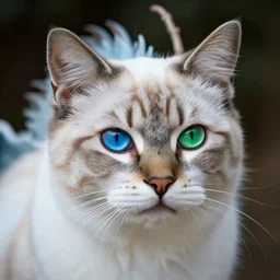 a dragon - li cat with blue eye and green eye