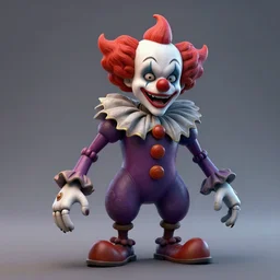 a 3d sculpt of an evil circus clown animatronic, tim burton, world of warcraft, league of legends