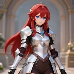 Olivia Taylor Dudley as a Beautiful Anime Magician, Attractive, Light Armor, Red hair, Blue eyes