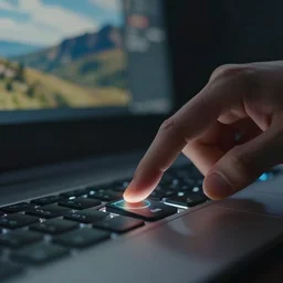 hand of pressing a computer button in action, action film color palette, artstation, octane render, cinematic