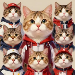 graphic, hyperreal, portraiture illustration of a anthropomorphic beautiful ragdoll cat in different marvel cosplay clothes, smiling, digital painting