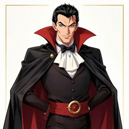illustration of skip bayless as dracula in the style of ayami kojima