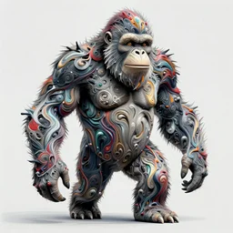 intricate highly detailed sasquatch, paint pour by peter mohrbacher