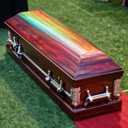 A RGB coffin in a funeral