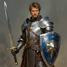 a highly detailed beautiful portrait of a paladin with a shield and sword, by gregory manchess, james gurney, james jean