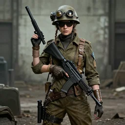 a female soldier dieselpunk