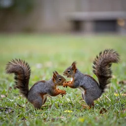 two squirrels wrestling in our yard this morning, photograph