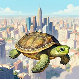 A city on a gigantic turtle ,Greg rutkowski, Trending artstation, cinematográfica, digital Art