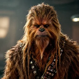 chewbacca in gears of war, splash art, movie still, detailed face, photorealistic facial features, cinematic lighting, dramatic, octane render, long lens, shallow depth of field, bokeh, anamorphic lens flare, 8 k, hyper detailed, 3 5 mm film grain