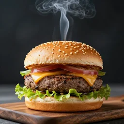 a hamburger smoking