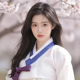 pin - up portrait of a beautiful young traditional korean woman, pretty long hair, cherry blossoms, intense flirting, showing curves, symmetrical face, digital art, smooth, extremely detailed, model pose, intense look, dream, gorgeous young model, traditional beauty, pretty, by wu bayard, by gil elvgren, by ralph horsley, by hanks steve