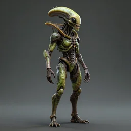 skin concept venus flytrap, full length profile full face, full length portrait, full - length photo upper and lower body, t - pose, wide angle, alien, biopunk, plant predator, predator, teeth, many details, guyver style, 3 d, cinematic, hyper realism, high detail, octane render, art by hans giger