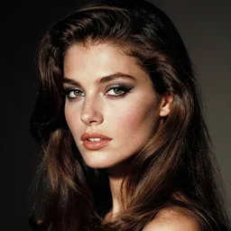 stunning award - winning portrait by peter lindbergh of a beautiful young feminine brunette woman. close up. vintage 1 9 9 5 s hollywood glamour. long shiny hair. dramatic high fashion makeup. canon 5 0 mm.