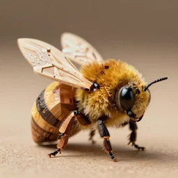 a bumblebee made out of wood, 8k, extremely detailed- H 1080