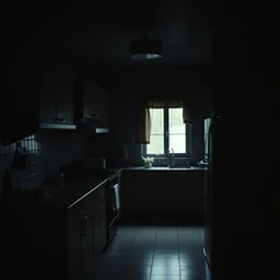 underexposed photo, dark kitchen