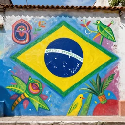 paint brazil in a style of romero britto